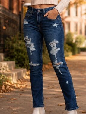 American Eagle Super Stretch X Skinny Jeans Dark Wash Distressed Size 6R
